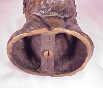 bronze head roman antiques works allow flange underside