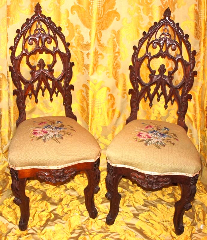 Victorian Antique Carved Rosewood Slipper or Parlor Chair