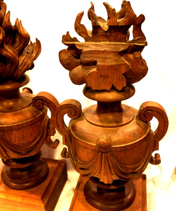 Wood Carved Flame Finials